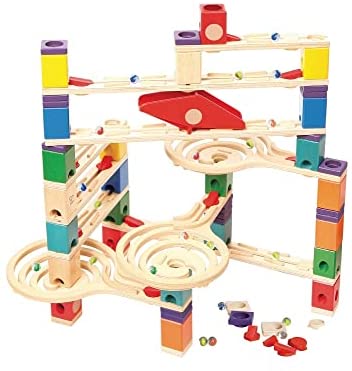 Hape Quadrilla Wooden Marble Run Construction - Vertigo - Quality Time Playing Together Wooden Safe Play - Smart Play for Smart Families,Multicolor