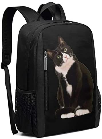 Black White Cat Rucksack Bookbag Lady Travel Backpack Laptop Bag for Boys Girls