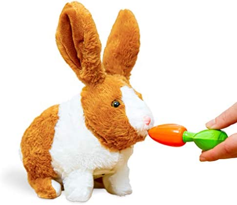 Think Gizmos Interactive Electronic Pet Rabbit Toy for Boys & Girls Aged 3 4 5 6 7 8 – Electronic Pet Toy Rabbit with Sounds & Movement – Life Like Play Animal Toy – TG813
