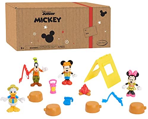 Mickey Mouse Disney Junior Funhouse 14 Piece Camping Figure Set,, Minnie Mouse, Donald Duck, and Goofy, Amazon Exclusive, by Just Play