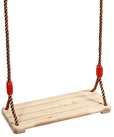 KINJOEK 15.8 x 6.3 Wooden Swing, Hanging Wooden Tree Swings Seat Adjustable 48 to 83 Inches Cable, 220 lbs Capacity Birch Wood Durable, Sturdy Swings for Adult Kids Children Garden, Yard, Indoor Use