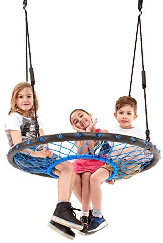 Smartsome Spider Web Saucer Tree Swing | 40 Inch | Tire Swing | Hours of Outdoor Fun | Soft Handles for Comfort | Patented | Easy Assembly | Great Kids Swing for Trees | Rust Proof | Indoor & Outdoor