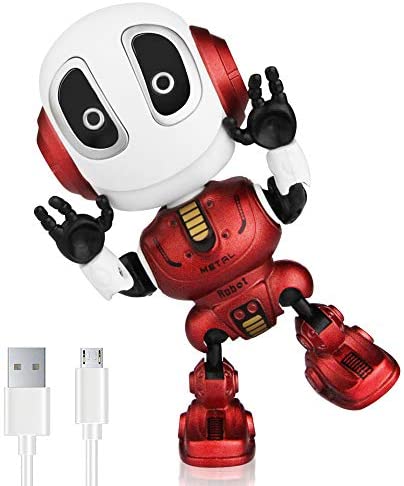 Betheaces Robots for Kids Rechargeable Talking Robot Interactive Toy Repeats Your Voice Travel Toys with Portable Metal Body and Flashing Lights Robot Gifts for Boys and Girls (Fire Red)