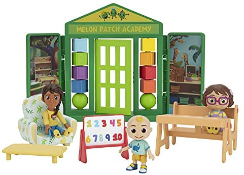 CoComelon School Time Deluxe Playtime Set - JJ, Bella, Ms. Appleberry The Teacher and 5 Accessories (Table, Cot, Armchair, Easel, Walls) - Toys for Kids, Toddlers, and Preschoolers