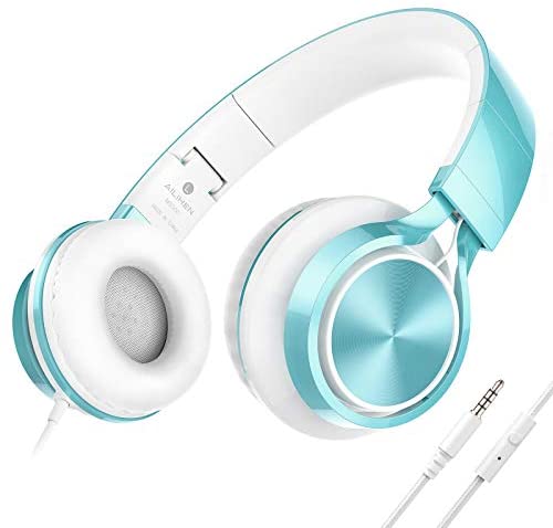 AILIHEN MS300 Wired Headphones, Stereo Foldable Headset for iOS Android Smartphone Laptop Tablet PC Computer (Lime Green)