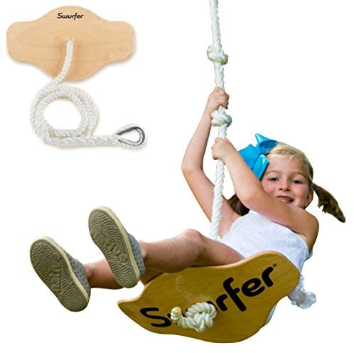 Swurfer Swift - Maple Wood Disc Swing for Kids Ages 4 and Up, Holds up to 150 Pounds - Includes 18