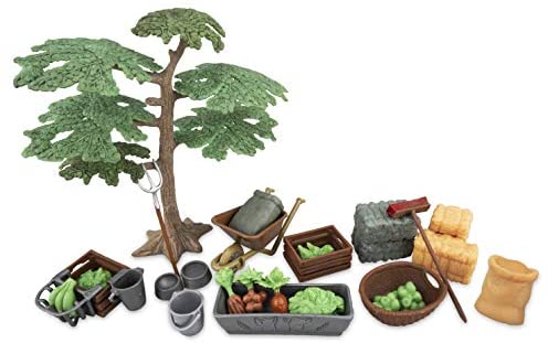 Toymany 27PCS Play Farm Feed Food Accessories Toy Set for Barn Farm Animals Figure Horse Fence Stable Playset, Includes Plastic Hay Bale,Straw Heap, Educational Gift Cake Toppers for Kids Toddlers