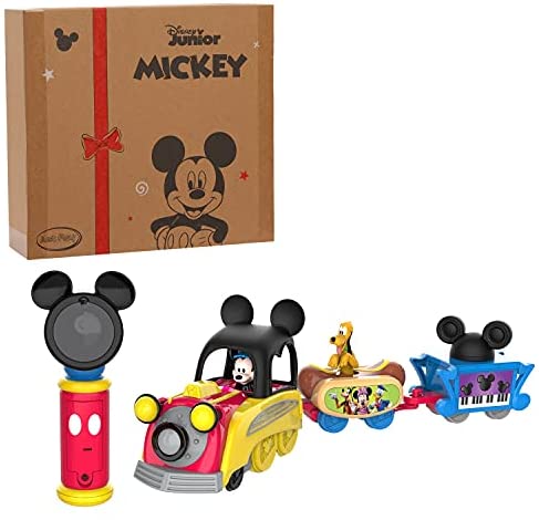 Mickey Mouse Disney Junior Funhouse Light The Way Train, Musical Toy Train Set with Controller, Preschool, Amazon Exclusive , by Just Play