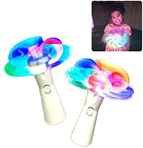 WeGlow Spinning Light Up Wand | Glowing Multi-Color LED Light Light Spinner In Wild Sensory Patterns | Spinning Light Toy For Children with Autism, Party Favors, Carnival Prize | 2 Pack with Batteries