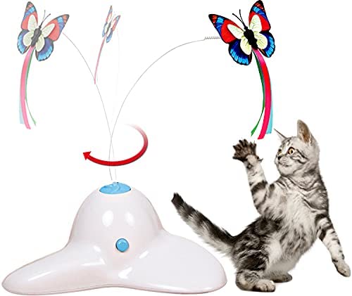 Gefryco Cat Interactive Toys for Indoor Cats, Automatic Electronic Rotating Butterfly Cat Toys for Hunting Chasing and Exercising