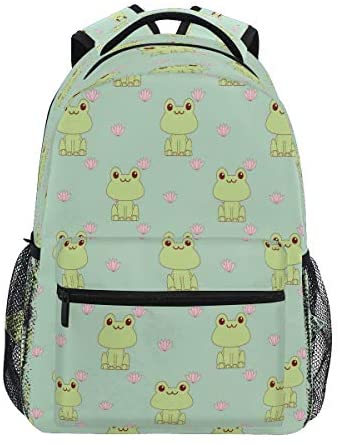 YVONAU Cute Animal Frog Flower Kids Backpack School Bookbag Laptop Shoulder Backpack College Bag for Women Men Girls Travel Rucksack Hiking Daypack