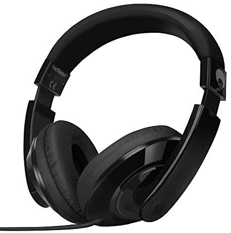 Rockpapa On Ear Stereo Headphones Earphones for Adults Kids Childs Teens, Adjustable, Heavy Deep Bass for MP3/4 DVD Smartphones Laptop Tablet in Car/Airplane Black