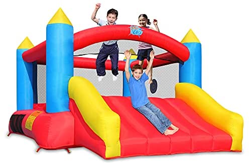 Action Air Bounce House, Inflatable Bouncer with Air Blower, Jumping Castle with Slide, Family Backyard Bouncy Castle, Durable Sewn with Extra Thick Material, Idea for Kids(C-9745)