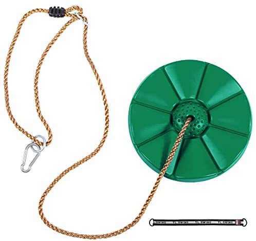 RedSwing Tree Disc Swing for Kids with Adjustable Rope, Rope Swing Seat for Outdoor Indoor Swingset Accessory, Bonus Hanging Strap, Green