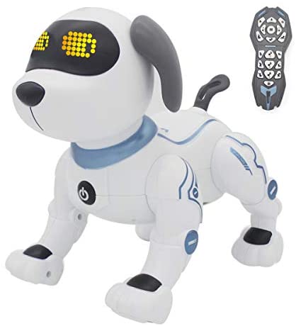 fisca Remote Control Dog, RC Robotic Stunt Puppy Voice Control Toys Handstand Push-up Electronic Pets Dancing Programmable Robot with Sound for Kids Boys and Girls Age 6, 7, 8, 9, 10 Year Old