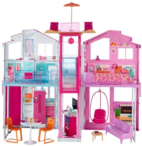 Barbie 3-Story House with Pop-Up Umbrella, Multicolor [Amazon Exclusive]
