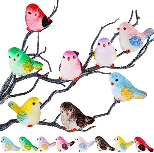 16 Pieces Miniature Bird Figurines Bird Decorative Figurines Dollhouse Simulation Bird Figures Toy Mini Bird Figures Cute Animal Model for Fairy Garden, Miniatures Moss Decoration, Micro Landscape