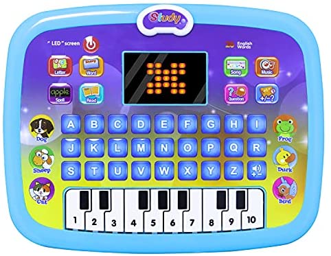 Toddler Tablet, Learning Tablet Baby Toys for Boys and Girls, kids Tablet Toys With LED Light & Music, Preschool Educational Toys Interactive Toy for Numbers, Words, Piano, Alphabet, Animals & Math