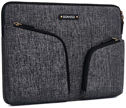 DOMISO 10.1 Inch Waterproof Laptop Sleeve with Back Handle Canvas Case Protective Bag Compatible for 10.1-10.5 Inch Laptops / eBooks / Kids Tablets / iPad Pro / Yoga Book / Asus / Acer , Dark Grey