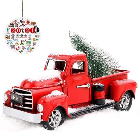 Beewarm Vintage Red Truck Decor 6.7