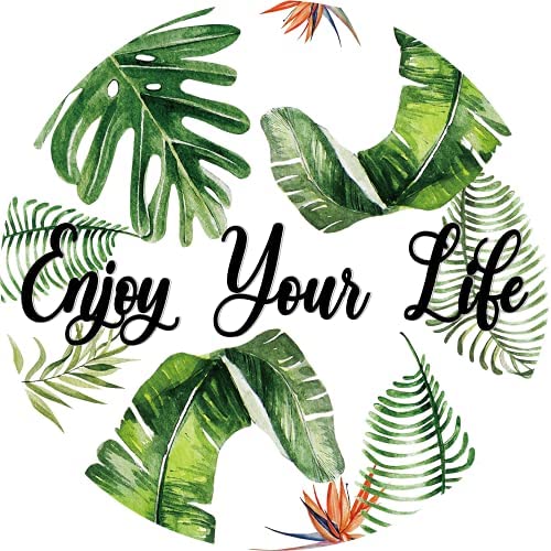 Inspirational Quote Mouse Pad with Non-Slip Rubber, Enjoy Life, Tropical Leaves Gaming Mouse Mat, Suitable for Office, Family, Laptop Travel, Girt for Girl, Colleagues, Friends