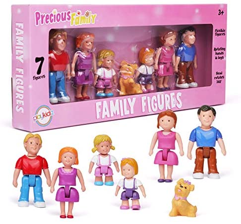 Playkidz Family Figures - Small Play People 7 Figurines Set , Parents, Sibling, and Pet -Early Development Play Figure Toy for Children - STEAM Learning Toys Children, Ages 3+
