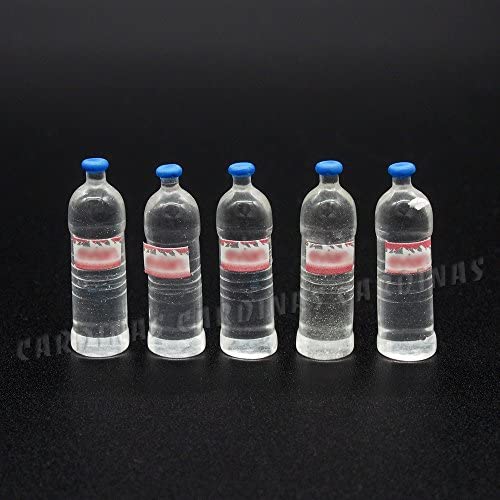 Odoria 1:12 Miniature 5Pcs Water Bottles Mini Drinks Dollhouse Kitchen Food Accessories