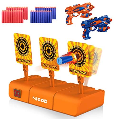NIGOE Digital Shooting Target with 40 Refill Foam Darts 2 Shooting Blasters, Electronic Scoring Auto Reset Target Toys, Kid Target with Light & Sound Effect, Toy for Kids Boys 6 7 8 9 10+ Years Old