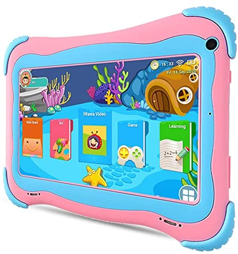 Kids Tablet 7 inch, WiFi Toddler Tablet for Kid 32GB Touch Screen HD Display Dual Cameras Kids APP Pre-Installed & Parent Control Learning Tablet for Toddlers, Google Play Store YouTube Netflix (Pink)