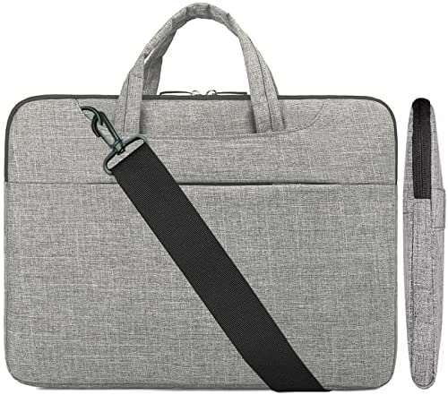 15 15.4 15.6 16 16.2 Inch Laptop Bag with Straps, Shoulder Bag for Women Men Teen Boys Girls, Handle Sleeve for Chromebook/MacBook/Acer/Asus/HP/Dell/Surface Laptop, Business Travel School Bag -Gray