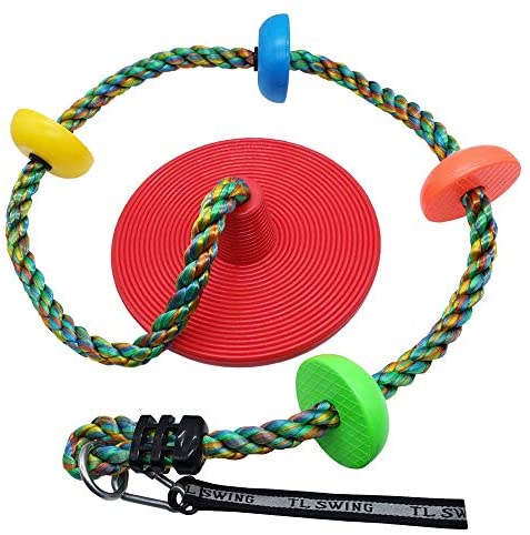 Xavnia Multicolor Climbing Rope Swing for Kids with Rainbow Platforms and Disc Swings Seat Set Outdoor Backyard Tree Swingset Playset Accessories