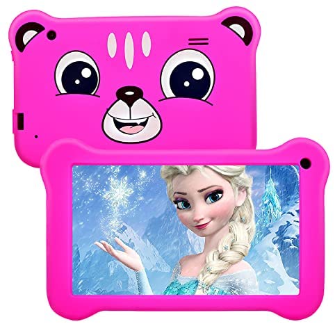 LONGOU Kids Tablet, 7 inch Android 9.0 Kids Edition Tablet with WiFi, GMS Certified, 2GB+16GB Tablet for Kids, Children Tablet with Parental Control, 40+APP, (Pink), ct-0008