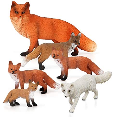 Mini Tudou 6 PCS Safari Figures Toys,Realistic Fox Figure,Animal Figurines Fox Pack.Cool Exhibits Best Gift For Ages 3 4 5 Boys&Girls