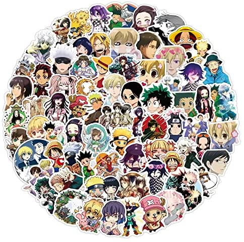FourFine Janpanse Mixed Anime Stickers Pack 100 Pcs for Laptop Notebook Computer Water Bottle Luggage Gift for Adults Kids Teens