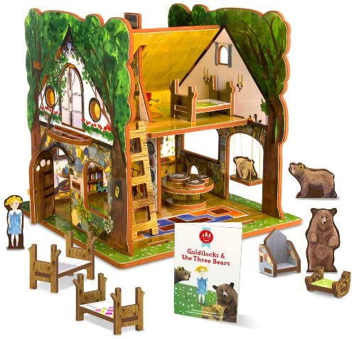 STORYTIME TOYS Goldilocks and The Three Bears 3D Puzzle - Book and Toy Set - 3 in 1 - Book, Build, and Play