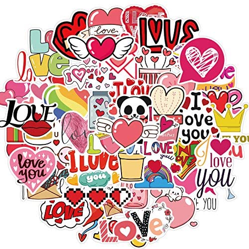 Love Stickers Water Bottle Stickers 50 Pcs Waterproof Cute Aesthetic Vinyl Vsco Laptop Luggage Skateboard Computer Stickers for Teens Girls (Love)