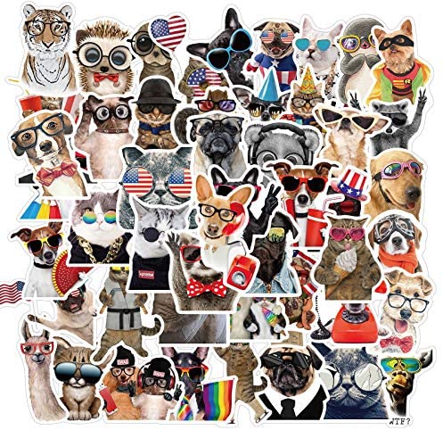 50pcs Cute Animals Stickers Decal Stickers - Animal Lovers Waterproof Vinyl Stickers for Laptop, Hydroflask, Skateboard, Water Bottles ,Phone case ,Cute Animal Stickers for Teens Kids Girls