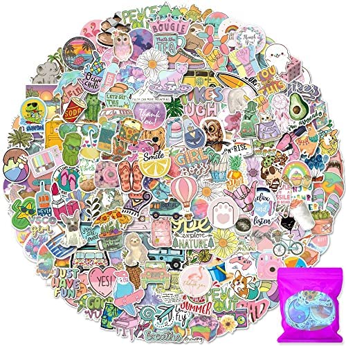 Cute Vsco Vinyl Stickers 400 Pcs/Pack Waterproof Water Bottle Sticker Aesthetic Laptop Sticker Decals for Scrapbook Folders Skateboard Luggage Guitar Helmet Bumper Car for Kids Teens Girls Boys